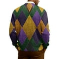 thumbnail image 4 of QHRMKOG Men Cardigan Relaxed Fit Mardi Gras Carnival Graphic V Neck Cardigan Sweater Fashion Long Sleeve Button Cardigans Winter Kniteed Sweater Purple 2XL, 4 of 7