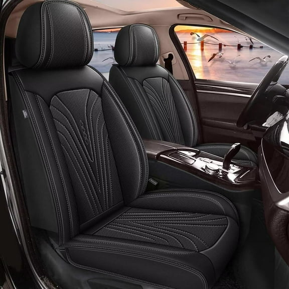 JIAMAOXIN Car Seat Covers Full Set for Ford Explorer 2004-2024, Faux Leather Seat Covers Waterproof Protector (5 Seats, Black)