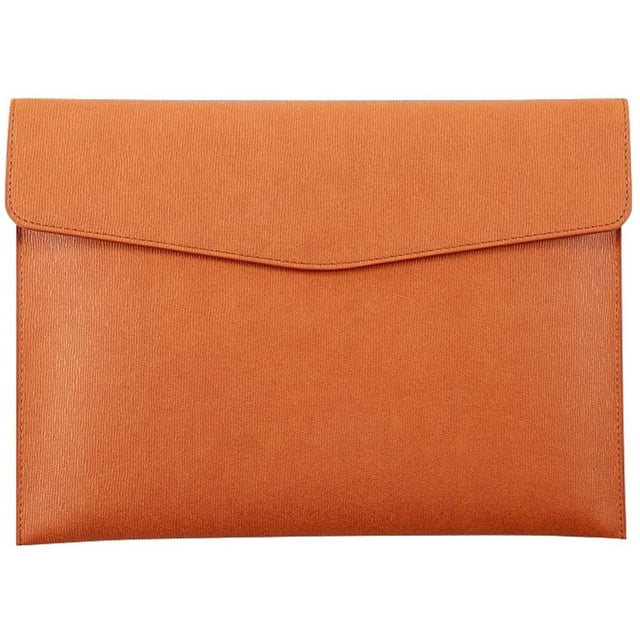 PU Leather A4 File Folder Document Holder Waterproof Portfolio Envelope Folder Case with Snap Closure-Brown