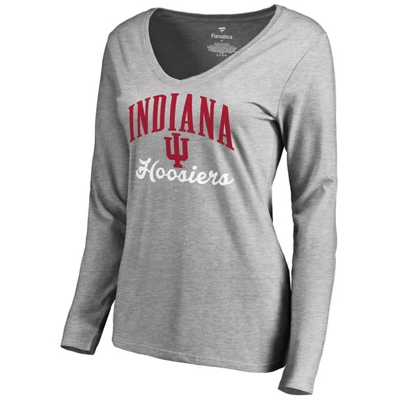 Women's Ash Indiana Hoosiers Victory Script Long Sleeve T-Shirt
