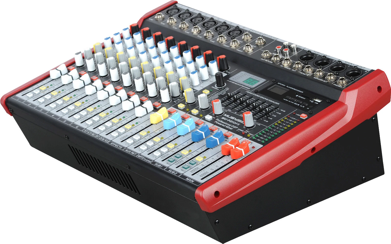 MUSYSIC MU‑P210fx Professional 10‑Channel Powered Mixer – 4800W PMPO, Bluetooth, USB/SD, 24‑Bit DSP Effects, 7‑Band EQ, XLR Inputs, Phantom Power