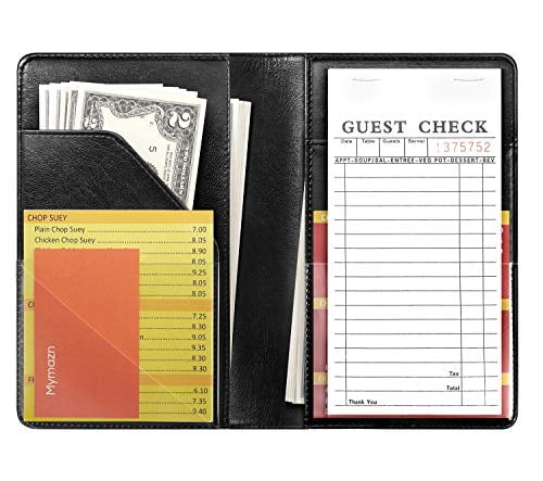 VORCOOL 1 Pcs Guest Check Book Holder Money Pocket Waiter Book Server Wallet Restaurant Menu Covers Holders Fit Server Apron A067 Black 