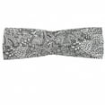 thumbnail image 1 of Oriental Headband, Monochrome Design Cultural Pattern Intricate Folk Swirls Leaves, Elastic and Soft Women's Bandana for Sports and Everyday Use, Grey Red Coconut, by Ambesonne, 1 of 3