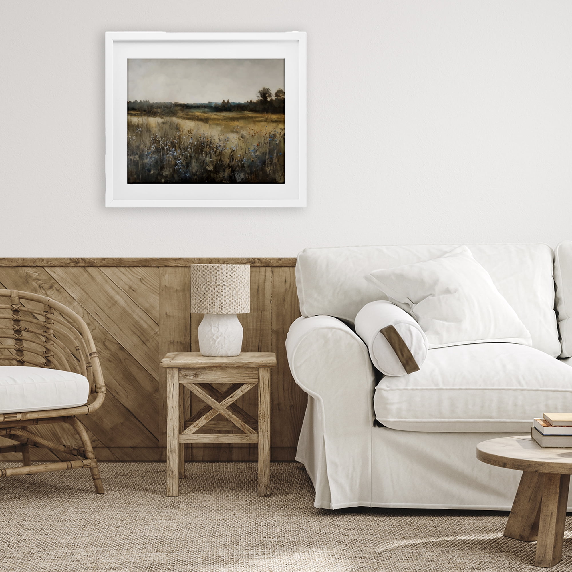 Stupell Industries Wildflowers & Wheat Meadow White Framed Print Under Glass, design by Creative Studio
