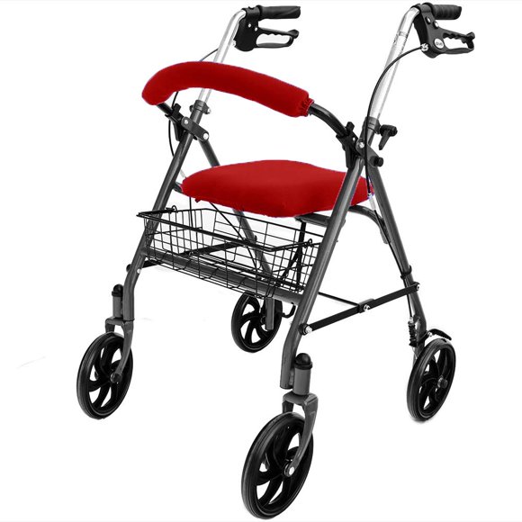 Top Glides Universal Rollator Walker Seat and Backrest Covers (Red)