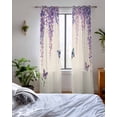 thumbnail image 3 of Wisteria Sheer Curtains 84 Inch Length 2 Panels Set for Living Room/Bedroom, Spring Purple Flowers Butterflies Vintage Beige Kitchen Curtains Grommet Semi-Sheer Curtains Window Treatments 52"x84"x2, 3 of 7