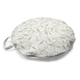 thumbnail image 1 of Pastel Round Floor Cushion with Handle, Scrolling Leafy Branches Floral Botanical Gardening Blossoms Motif Print, Pillow for Living Room & Dorms, 18" Round, Pale Khaki and Ivory, by Ambesonne, 1 of 4