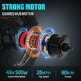 thumbnail image 4 of Aostirmotor Electric Bike with 500W(Peak 650W) Motor 48V 15AH Removable Lithium Battery, Max Range 25Miles(Pedal-Assist), 20x4 inch Tires Ebike for Adults UL2849, 4 of 11