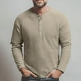 thumbnail image 4 of Lumtrix Men's Long Sleeve Waffle Henley Shirts Casual Big and Tall T-Shirts for Men Basic Lightweight Pullover Button up Top Khaki 2XL, 4 of 8