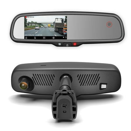 Master Tailgaters Rear View Mirror with DUAL CAMERA HD DVR Dash Cam with Microphone + wifi app (records forward and inside cabin (Best Rear View Mirror Camera)