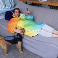 thumbnail image 3 of Rainbow Tie Dye Ink Pattern Wearable Oversized Blanket,Wearable Blanket Hoodie for Adults,Cozy Hooded Blankets with Super Pockets,Super Warm Fuzzy Pullover for Women & Men, 3 of 6