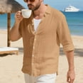 thumbnail image 4 of Mens Shirts Mens Summer Linen T Shirts Casual Button Down Shirts Long Sleeve Collared Tees, 4 of 8
