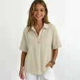 thumbnail image 5 of Grblisyd Boys Girls Polo Shirts Kids Solid Color Button Up Short Sleeve School Uniform V Neck Cotton Linen Shirt 10-12 Years, 5 of 6