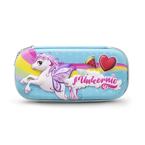 Lapicera Escolar Idea Nuova con diseño de Unicornio estuchera ovalada con licencia