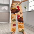 thumbnail image 2 of Autumn Happy Thanksgiving Turkey Pajama Pants Comfortable Elastic Waist Pajamas Fashion Sleepwear Bottoms Plus Size Homewear, 2 of 6