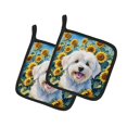 thumbnail image 2 of Coton de Tulear in Sunflowers Pair of Pot Holders 7.5 in x 7.5 in, 2 of 2