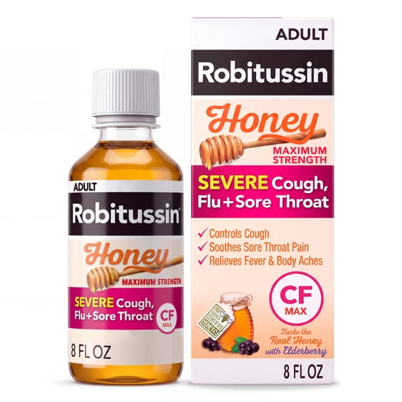Robitussin Severe Cough Cold and Flu Medicine With Honey, Elderberry, 8 Fl Oz