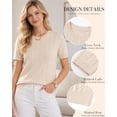 thumbnail image 4 of QUALFORT Women’s Short Sleeve Cable Knit Sweater, Crew Neck Lightweight Pullover, Apricot, Size M, 4 of 7
