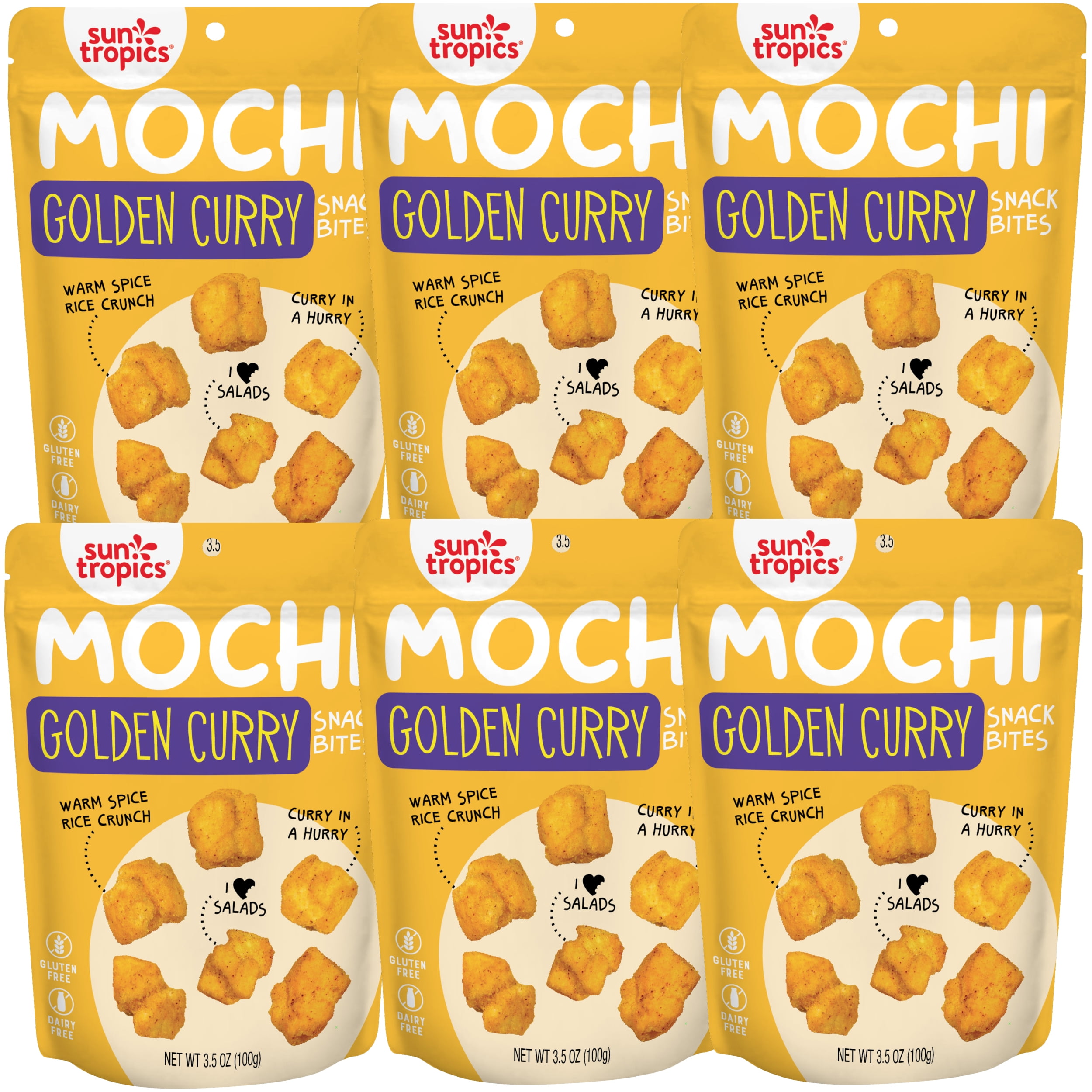Sun Tropics MOCHI Snack Bites, Golden Curry (3.5oz) 6-pack