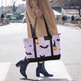 thumbnail image 4 of FORMRS Canvas Laptop Tote Bag for Women with 15.6" Computer Compartments Shoulder Handbag, Light Purple Halloween Black Cat, 4 of 7
