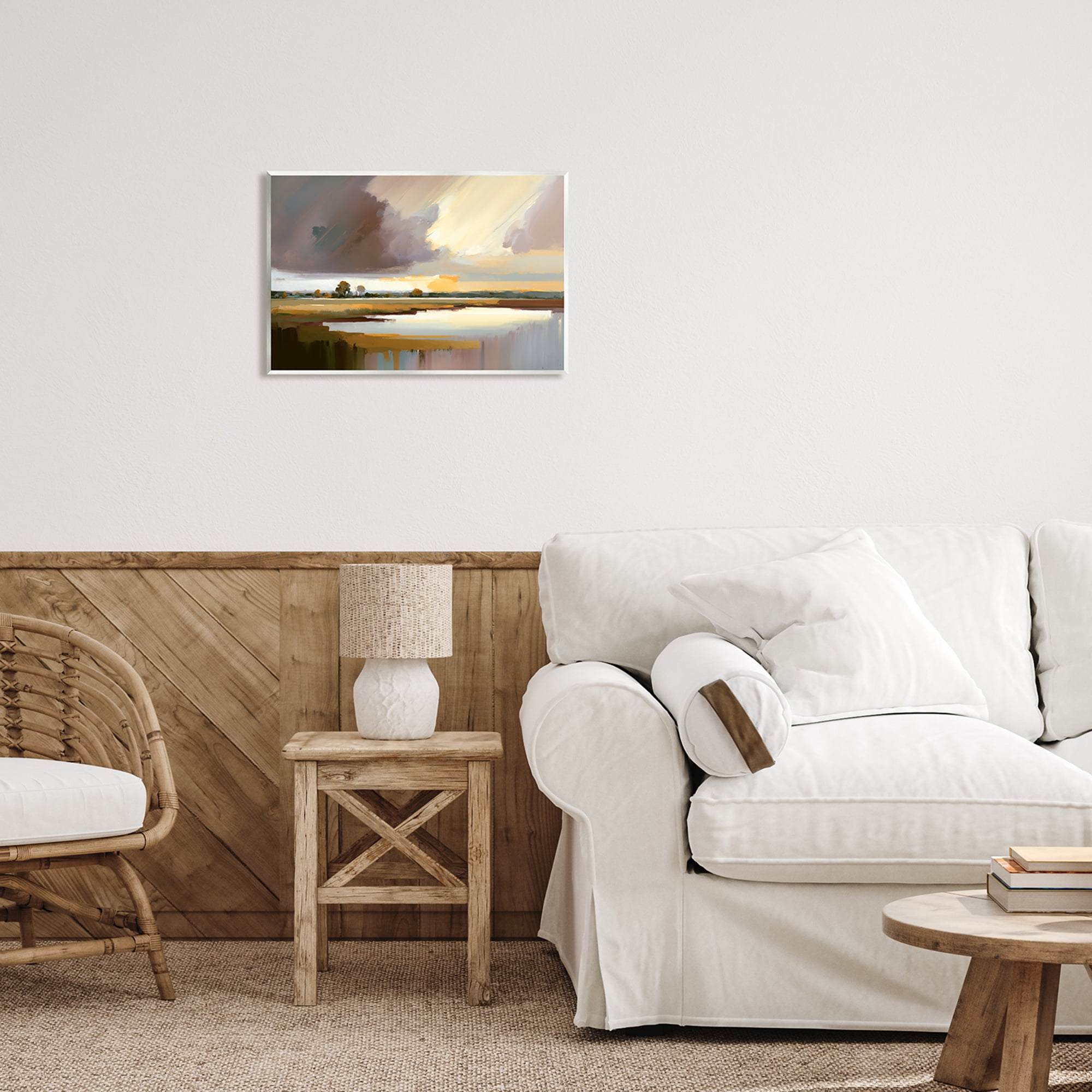 Stupell Industries Abstract Lake Painting Nature Painting Unframed Art Print Wall Art, 19 x 13