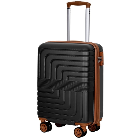 SUNSPIRE 22 Inch Carry On Luggage Airline Approved Hardshell Suitcase Lightweight Expandable Spinner Wheels YKK Zipper Rolling Travel Suit Case Black