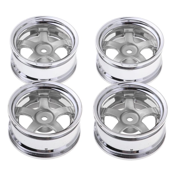 Llantas y bujes para modelos de coche de carretera RC a escala 1:10 para neumáticos HSP 94122 y 94123 Plata