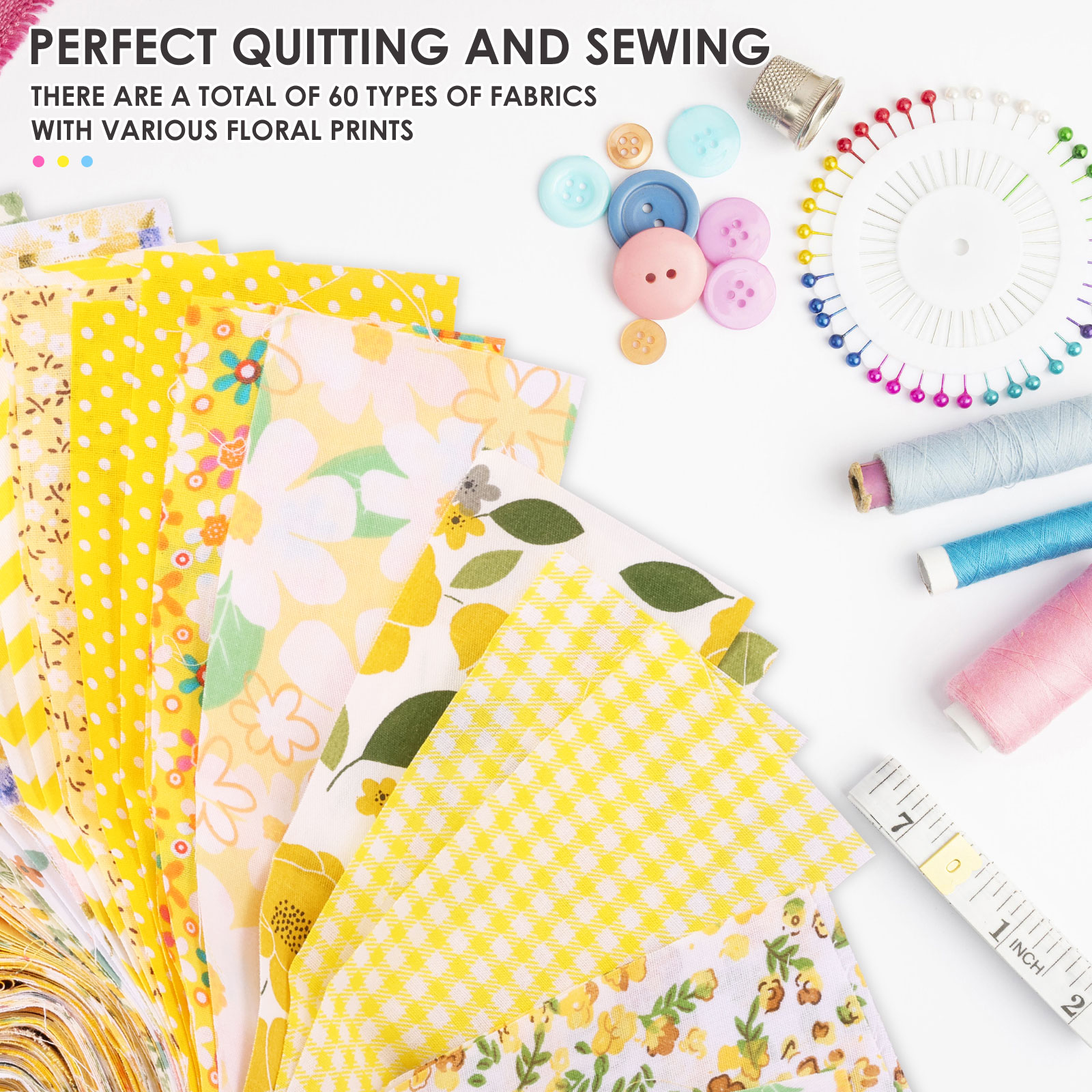 120Pcs Cotton Quilting Fabric Soft Colorful Printed Sewing Fabric Multipurpose Pre Cut Strips for DIY Handmade Crafting,6.5*50cm
