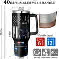 thumbnail image 2 of 40 Oz Police Tumbler with Handle and Straw, Stainless Steel Insulated American Policeman Cups Gifts for Police Officer Dad Men Retirement Birthday, 2 of 6