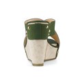 thumbnail image 2 of BLISSFUL STEP Women's Shoes Wedge Open Toe Crisscross Straps Linen Platform Sandals Dark Green 7, 2 of 7