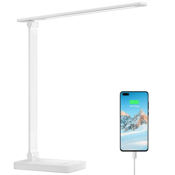 Lámpara de escritorio Lepro LED regulable con puerto de carga USB, color blanco