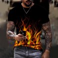 thumbnail image 2 of Camiseta unisex de uso diario para hombre, con estampado gráfico en 3D, con estampado de llamas, manga corta, blusa informal Pompotops  oipoqjl31412, 2 of 9