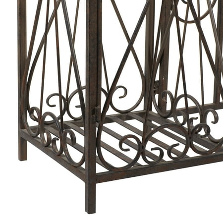 DecMode Traditional Metal Arch with Botanical Design Garden Arbors with Latch Lock Closure, 78"W x 94"H