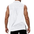 thumbnail image 6 of Inglocry Mens Button Down Summer Shirts Sleeveless Cotton Linen Beach Tank Top Basic Solid Work Dress Shirt White XL, 6 of 6