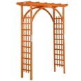 thumbnail image 5 of Alden Design 7 Foot Wood Arbor Arch Trellis for Garden, Natural Wood Color, 5 of 11