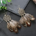 thumbnail image 3 of Grofry 1 Pair Retro Bohemia Women Hook Earrings Feather Tassel Round Drop Earrings Palace Style Dangle Earrings Jewelry Gift, 3 of 7