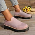 thumbnail image 4 of Rokment Women's Glitter Rhinestones Platform Walking Shoes Comfortable Slip on Socks Chunky Mid Heel Oxfords Casual Dress Fashion Sneakers Light Pink Size 6.5, 4 of 8