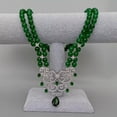 thumbnail image 2 of EOEMY 18" Round Green Jade Necklace Cubic Zirconia Pave Pendant, 2 of 8