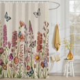 thumbnail image 3 of Shower Curtain Purple Lavender Butterfly Shower Curtains for Bathroom Decor, Waterproof Polyester Shower Curtain Set with Hooks, Small Stall Size 36" x 72" Vintage Floral Linen Texture, 3 of 9