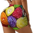 thumbnail image 2 of Kdxio Brightly Colored Cupcakes Print Workout Shorts for Women Seamless Soft Smooth Gym Yoga Scrunch Active Shorts, 2 of 9