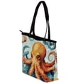 thumbnail image 3 of Fish Canvas Leather Mix Tote Bag with Twill, Sponge, Jeanette Material, 30x10.5x39cm Size, 3 of 5