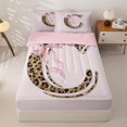 thumbnail image 3 of Homewish Pink Bow Tie Personalized C Initial Zipper Full Size Comforter Sets with Fitted Sheet and 2 Pillowcases for Teens Girls,Vintage Cheetah Print Zipper Bedding Set,4pcs,Pink Reversible, 3 of 6