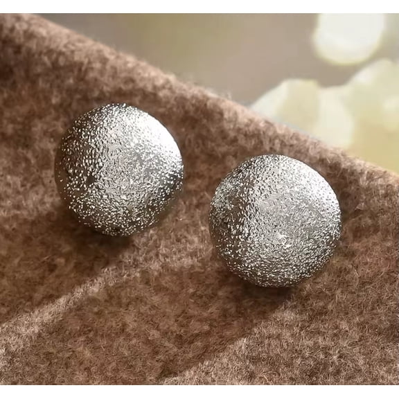 Clip on 3/4" small silver textured round scoop style earrings