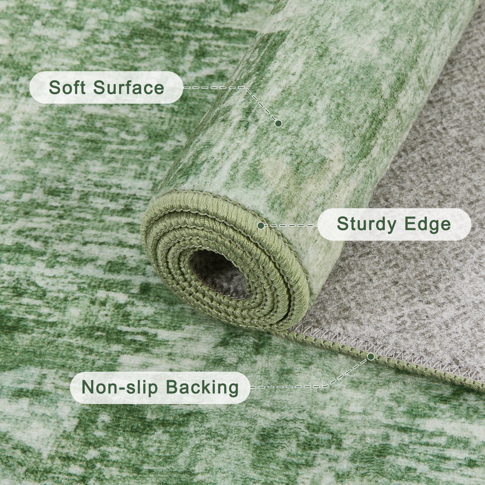 8x10 Area Rugs for Living Room-Sage Green Modern Abstract Area Rugs Machine Washable Rugs,Non-Slip Soft Neutral Farmhouse Carpet Rugs for Bedroom Dining Room Home Office