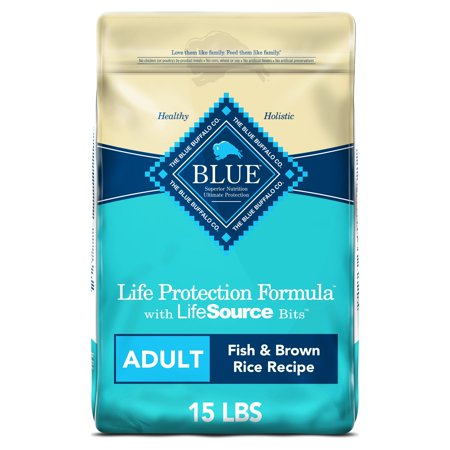 UPC: 0859610000302 | Blue Buffalo Life Protection Formula Fish and Brown Rice Dry Dog Food for Adult Dogs Whole Grain 15 lb. Bag