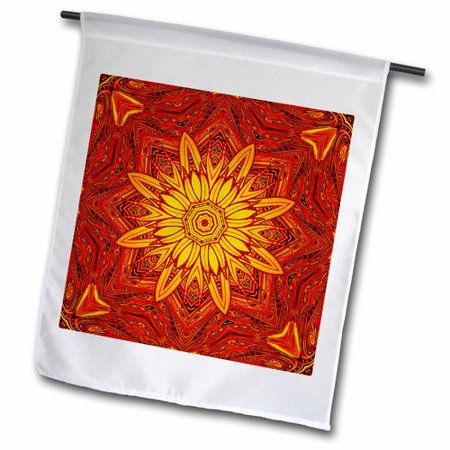 3dRose Red Open Flower Ornament Mandala  Garden Flag  12 by 18-Inch