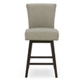 thumbnail image 2 of CHITA 26 in Upholstered Swivel Counter Bar Stools with Back&Wood Legs Set of 2, Faux Leather in Stone Gray, 2 of 8