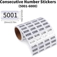 thumbnail image 3 of 5001-6000 Consecutive Number Inventory Stickers Self Adhesive Waterproof Labels Office Warehouse Numbering Classification Black Printing on Silver Sticker 0.79 x 0.38 Inch, 3 of 7