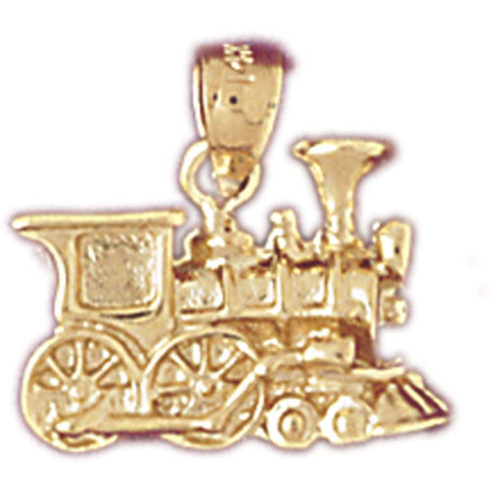 14K Rose Gold-plated 925 Silver Train Engine Locomotive Pendant with 18 Necklace Jewels Obsession Train Engine Locomotive Necklace 