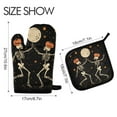 thumbnail image 2 of Yayeee Oven Mitts and Pot Holder Set of 2 Heat Resistant Kitchen Gloves Baking Hot Pad, Black Halloween Dancing, 2 of 5
